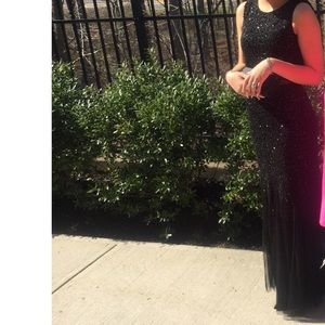 Black bejeweled formal gown